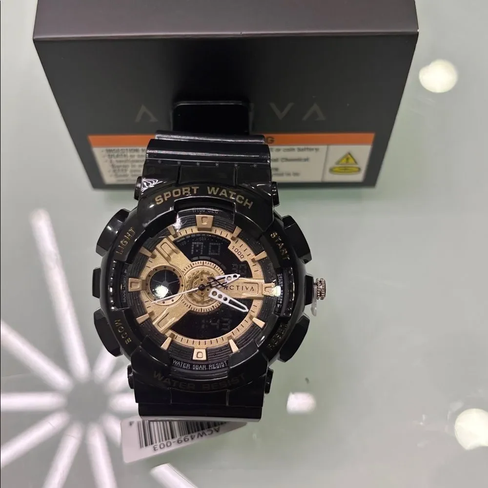 Ativa Men's Black and Gold Sport Watch